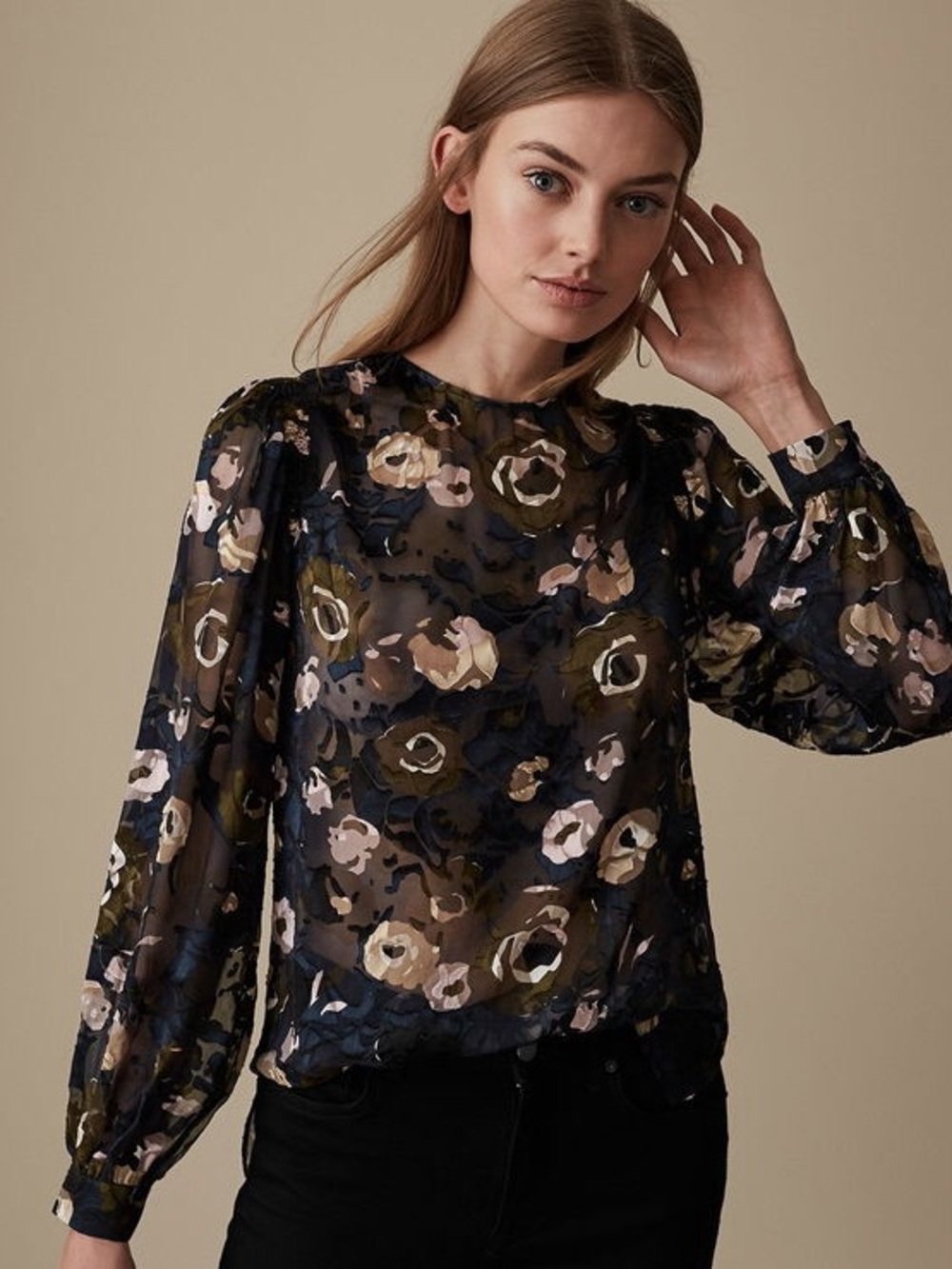 REISS Jennifer Floral Burnout Blouse